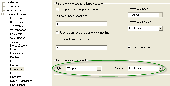 Align parameters in function call