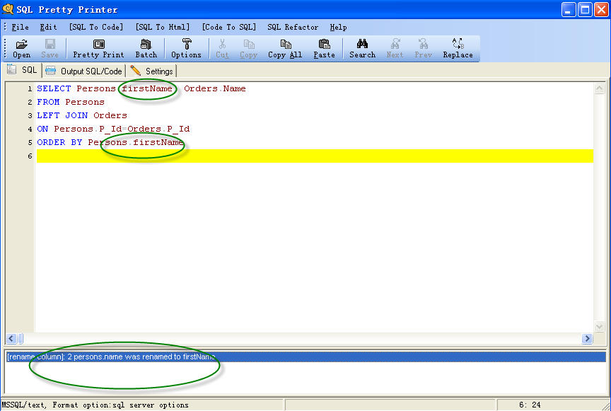 SQL refactor: rename column and table name