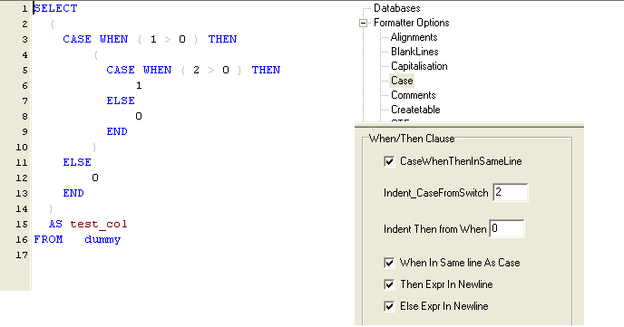 sql formatting case expression then else in newline