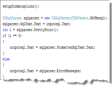 SQL formatter library component